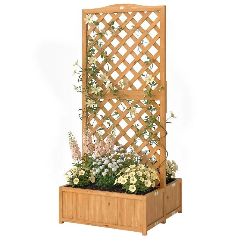 Wooden Planter with Trellis, 2 Foldable Boxes