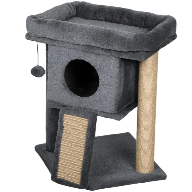 Cat Tree with Scratching Ramp and Cave, 57 cm