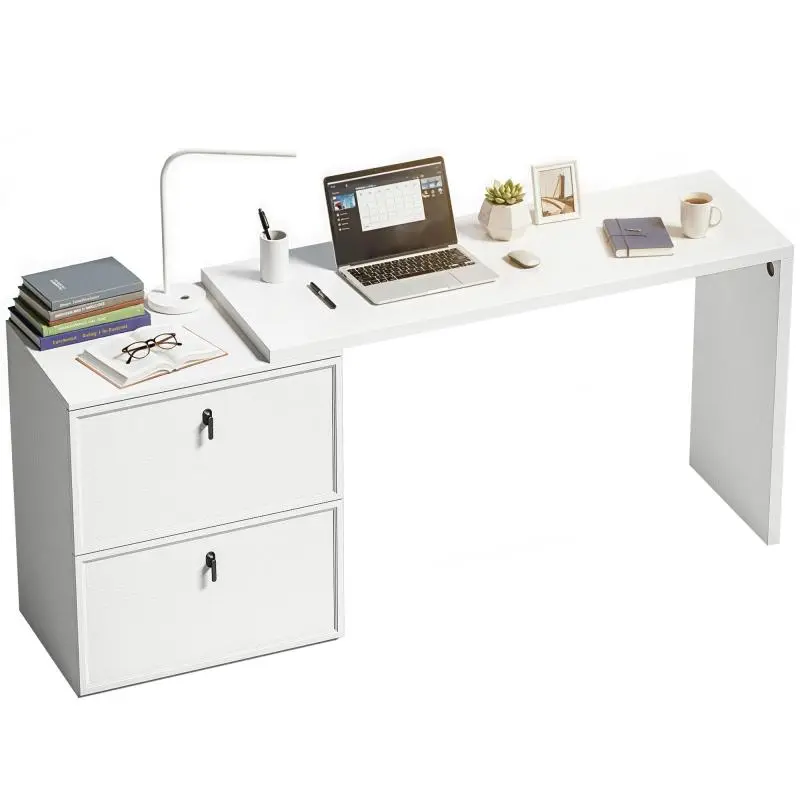 Reversible L Shaped Office Desk with 2 Drawers