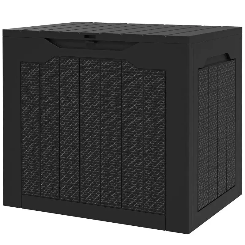 Waterproof Outdoor Storage Box with Handles, Black