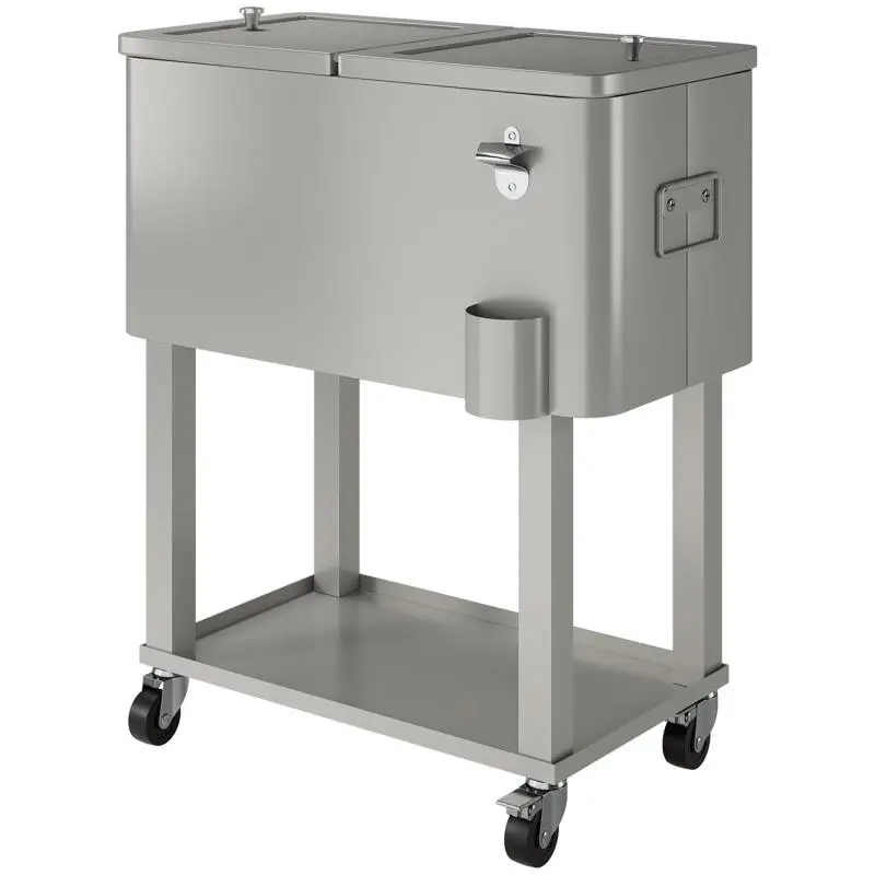 56 L Cooler Cart with Wheels and Bottle Opener