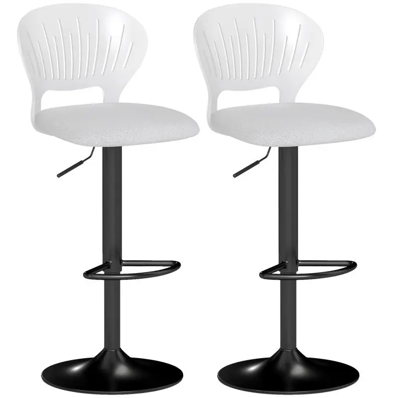 Set of 2 Height-Adjustable Swivel Bar Stools, White