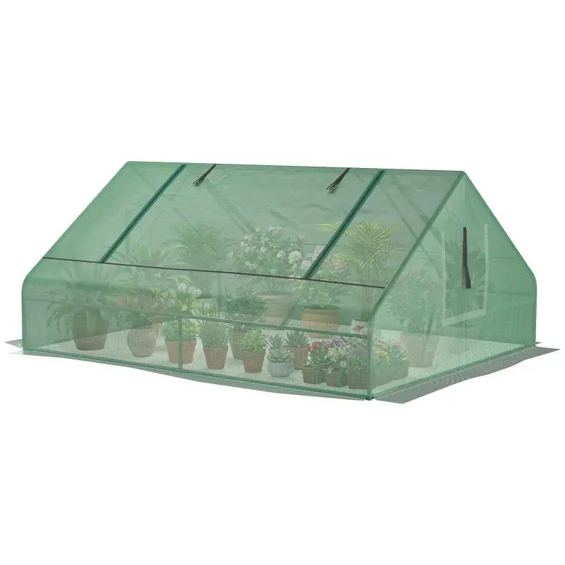 Small Greenhouse with 4 Roll-Up Windows, 180 x 140 x 80 cm