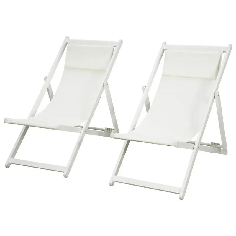 Set of 2 Folding Sun Loungers with Adjustable Backrest