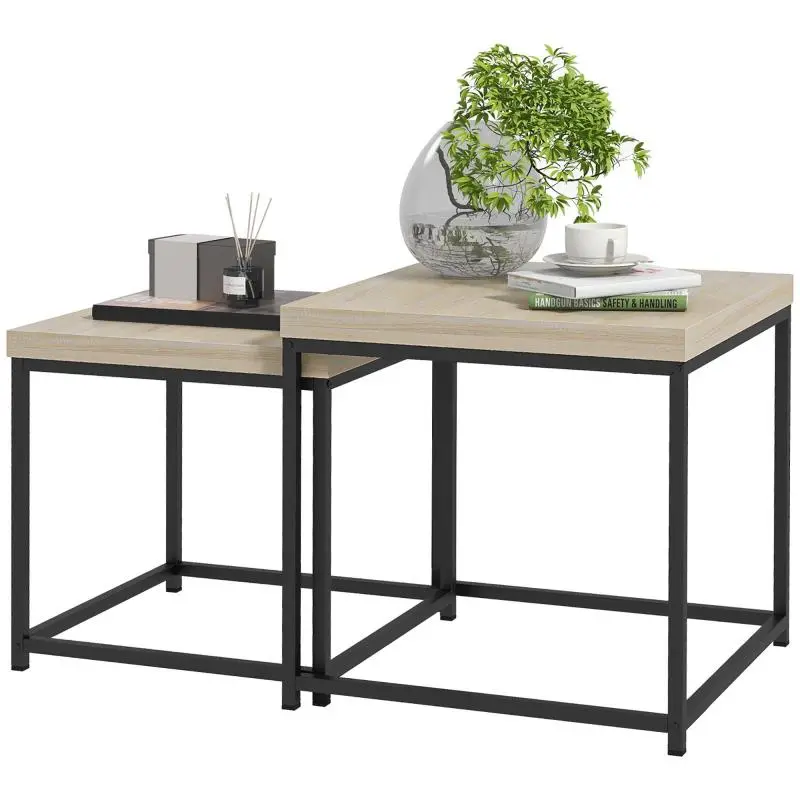 Set of 2 Nesting Coffee Tables, Oak