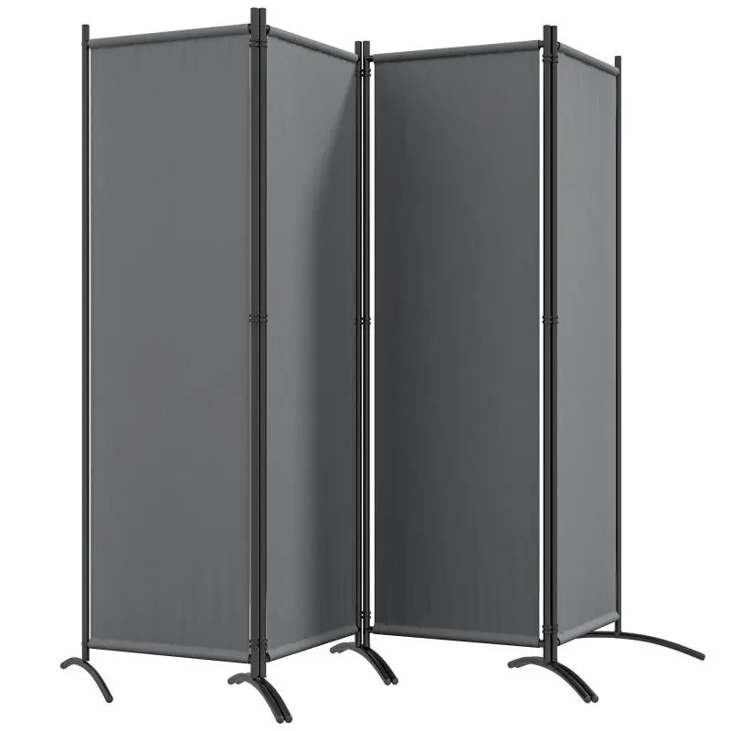 4-Panel Folding Room Divider Screen, Dark Grey