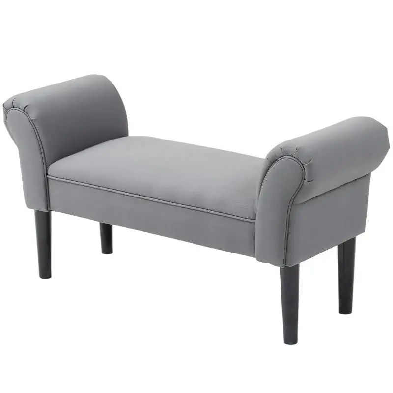 Canvas Bed-End Bench with Armrests