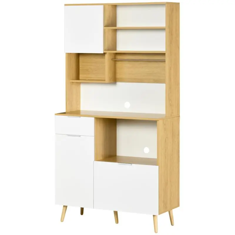 Kitchen Pantry Cabinet with 3 Doors, Drawer and Towel Rack