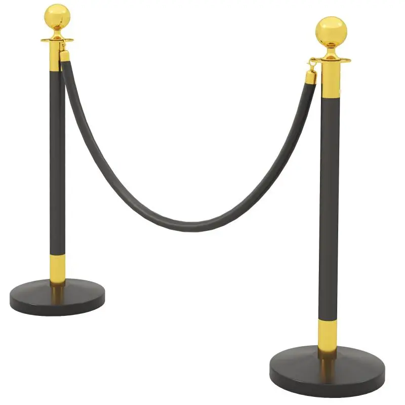 2-Piece Stanchion Set with Velvet Rope, 96 cm