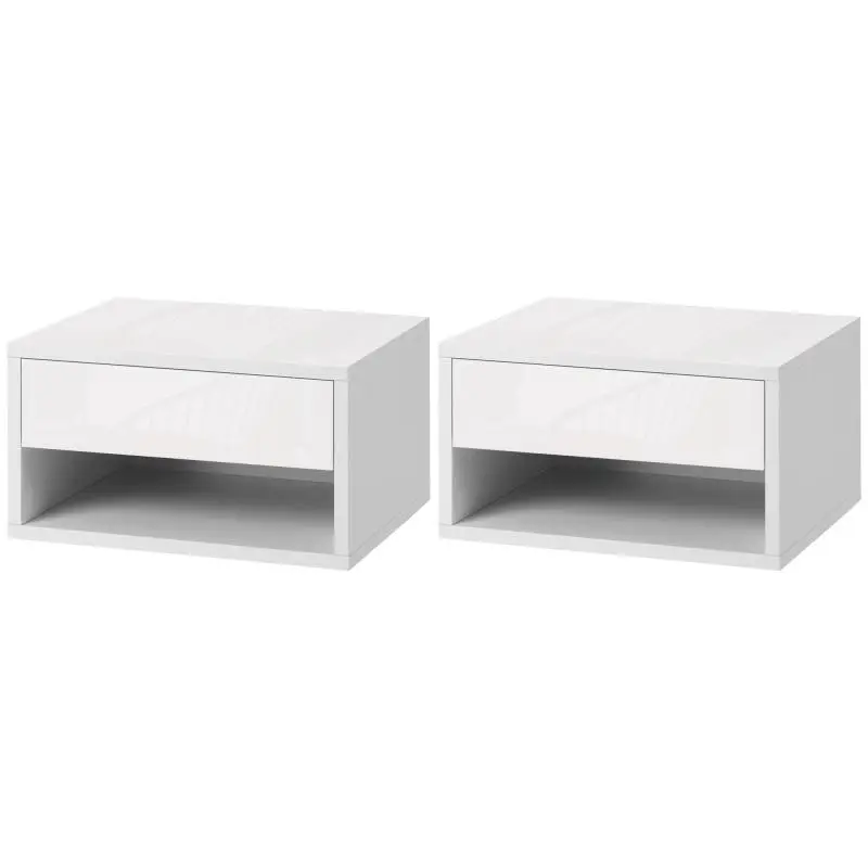 Set of 2 Wall-Mounted Nightstands with Drawer, 37 cm