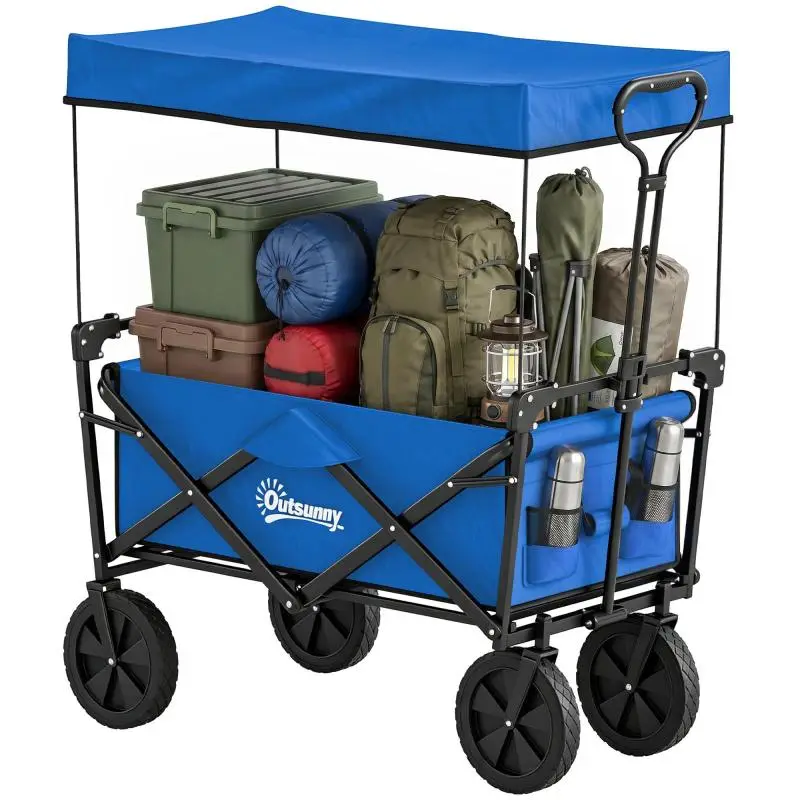 Collapsible Wagon with Canopy, 110 L, Blue