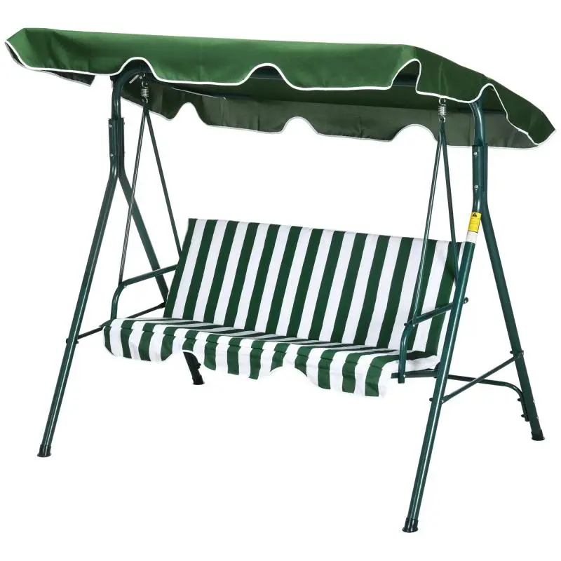 3-Seater Garden Swing Chair with Adjustable Canopy