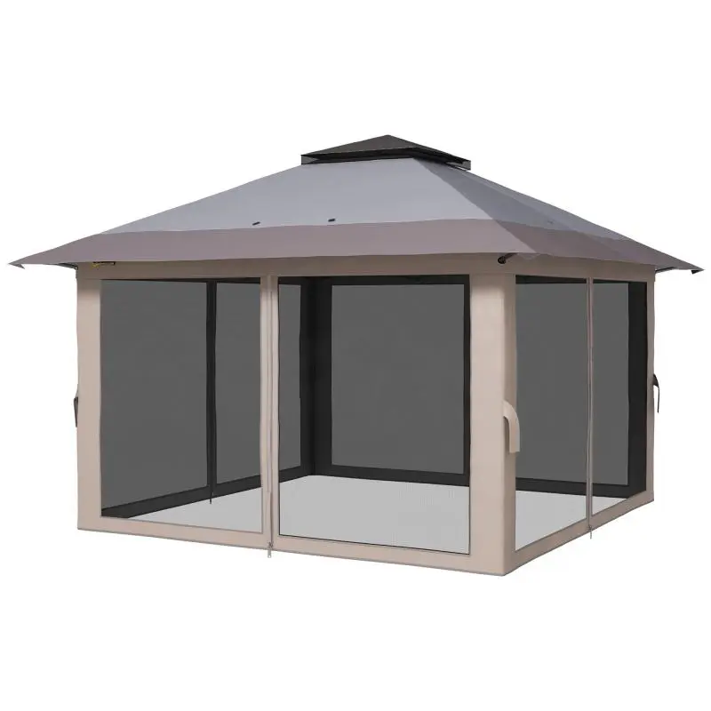 Pop-Up Folding Gazebo, 4 x 4 m, Light Grey