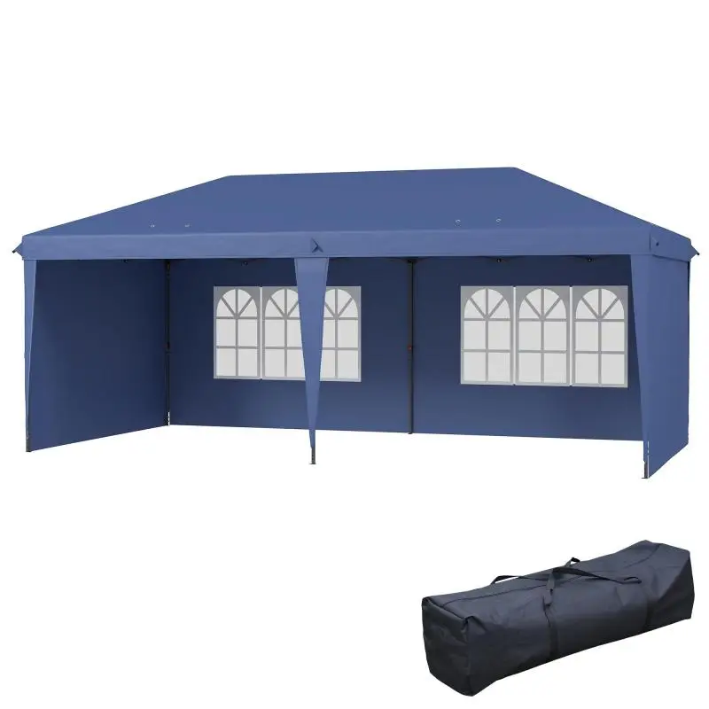 Pop-Up Folding Canopy Gazebo with 4 Sidewalls, 6 x 3 m