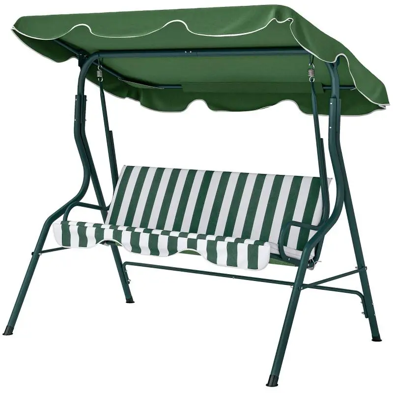 Outdoor Porch Swing with Canopy, Green, 170 x 110 x 153 cm