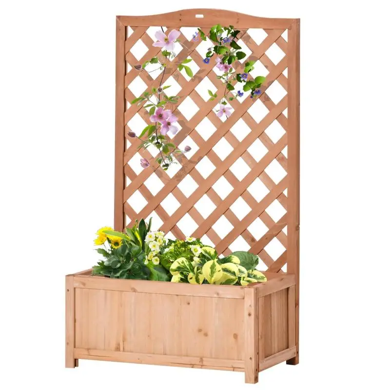 Planter with Trellis, 70 x 28 x 117 cm, Brown