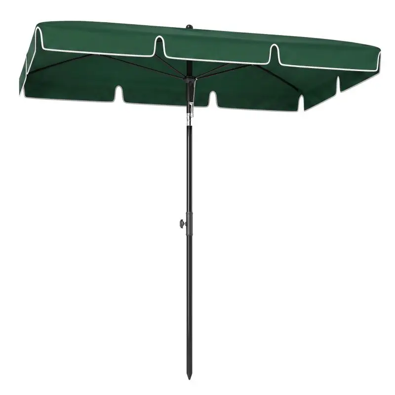 Rectangular Garden Parasol with Tilt Function, Green
