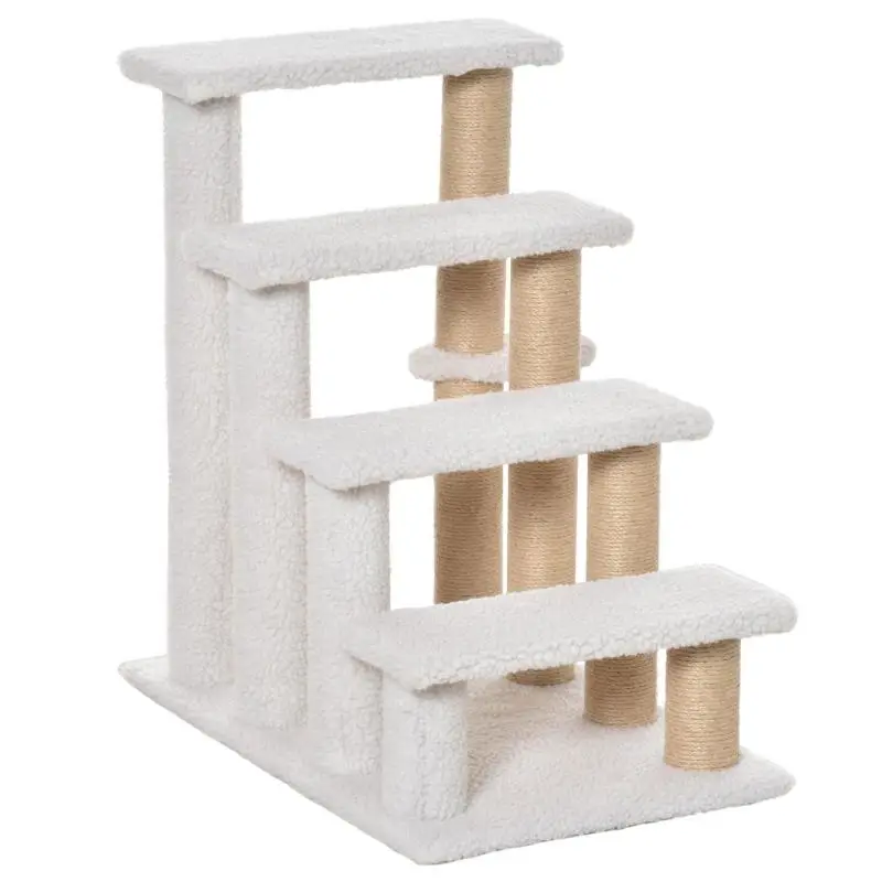 4-Level Cat Tree with Plush Cover, White