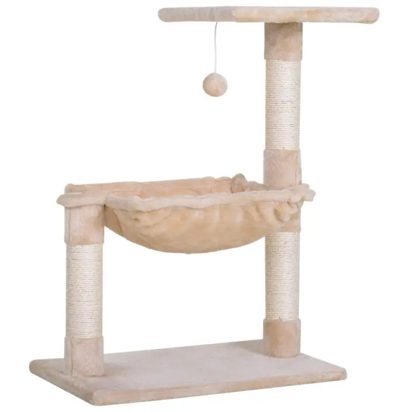 Cat Scratching Tree with Hammock, Beige