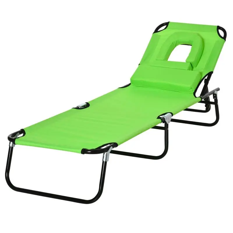 Folding Sun Lounger with 4-Position Backrest