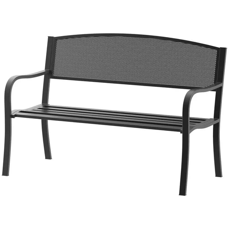 2-Seater Garden Bench, 127 cm, Black