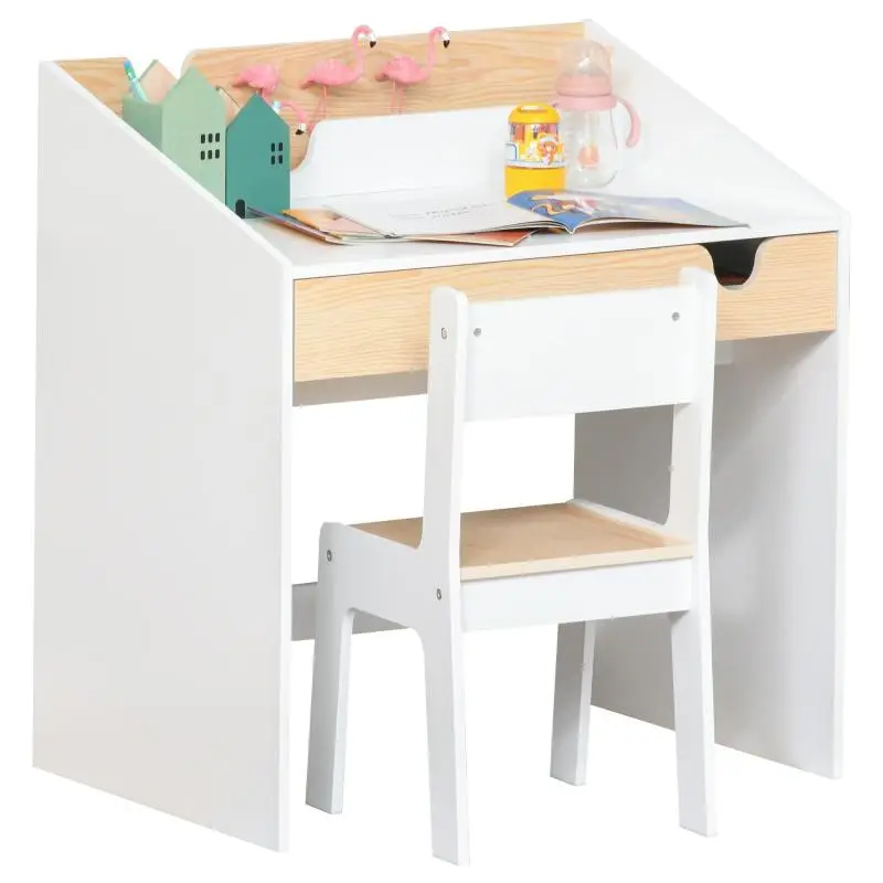 Children’s Desk and Chair Set with Drawer and Shelf