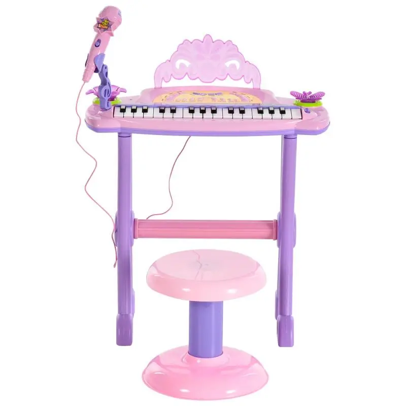 32-Key Electronic Keyboard for Kids with Stool and Microphone
