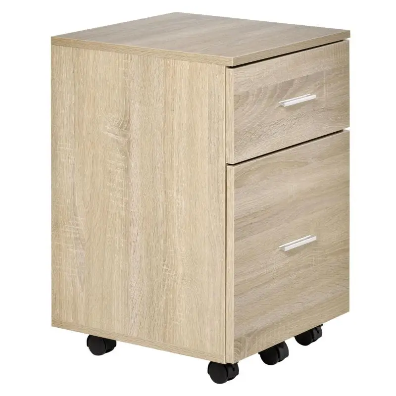2-Drawer Mobile Filing Cabinet, Oak