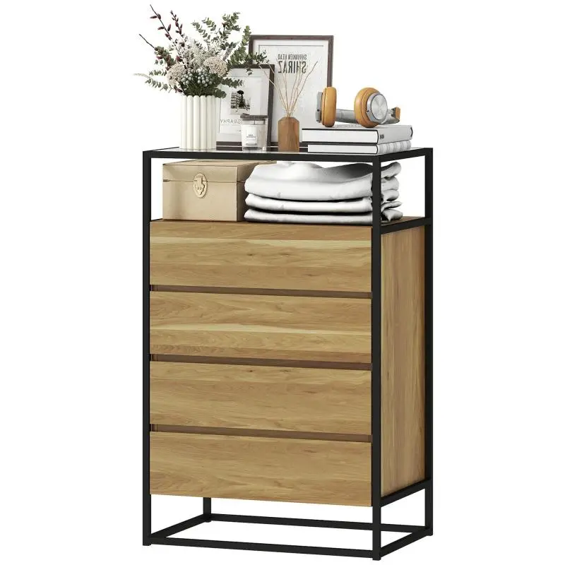 4-Drawer Chest with Open Shelf