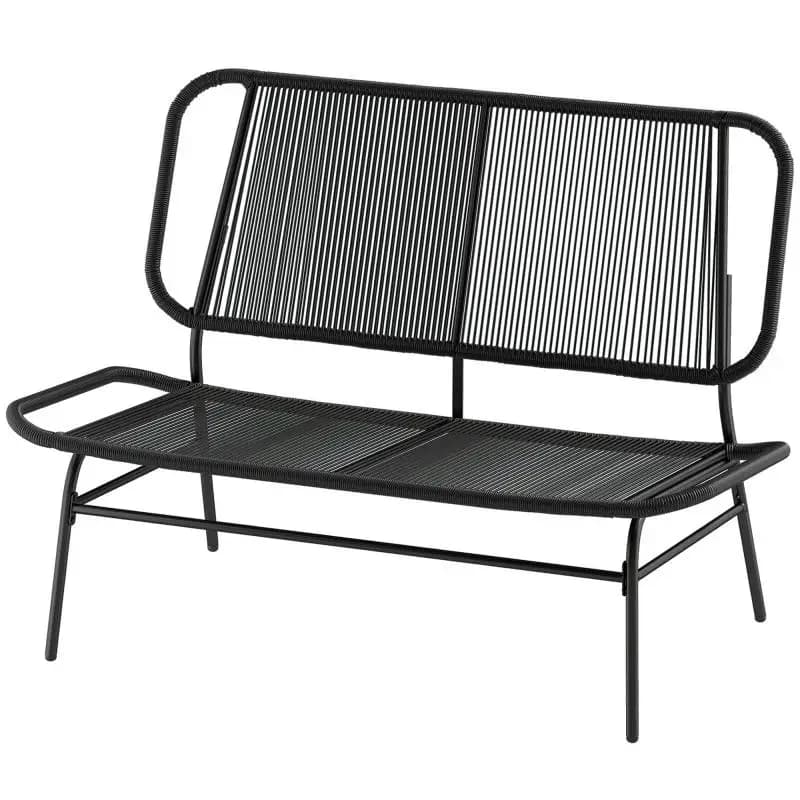 2-Seater Rattan Sofa, Black
