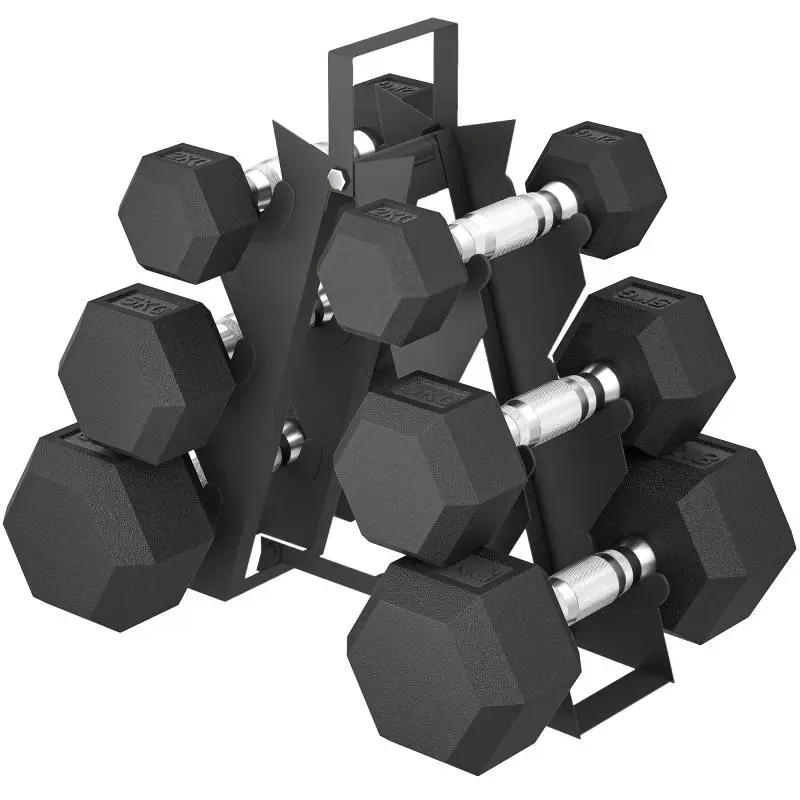 Gym Dumbbell Set with Stand, 2 kg, 5 kg and 8 kg