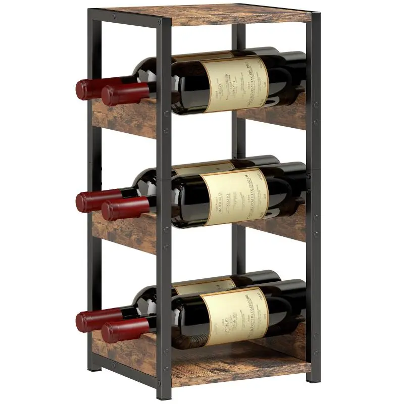 Wine Rack with Wavy Shelves and Adjustable Feet