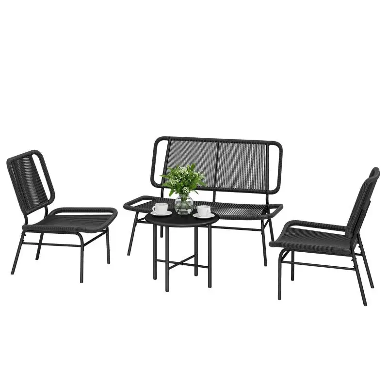 4-Piece Rattan Garden Furniture Set