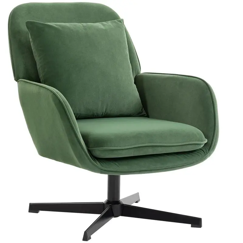 Swivel Armchair with Lumbar Cushion, Green