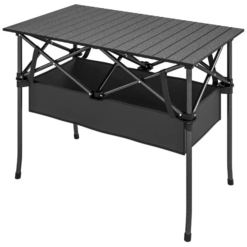 Folding Camping Table with Carry Bag, 93 x 55 x 68 cm, Black