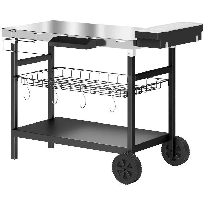 Outdoor Barbecue Cart with Stainless Steel Top