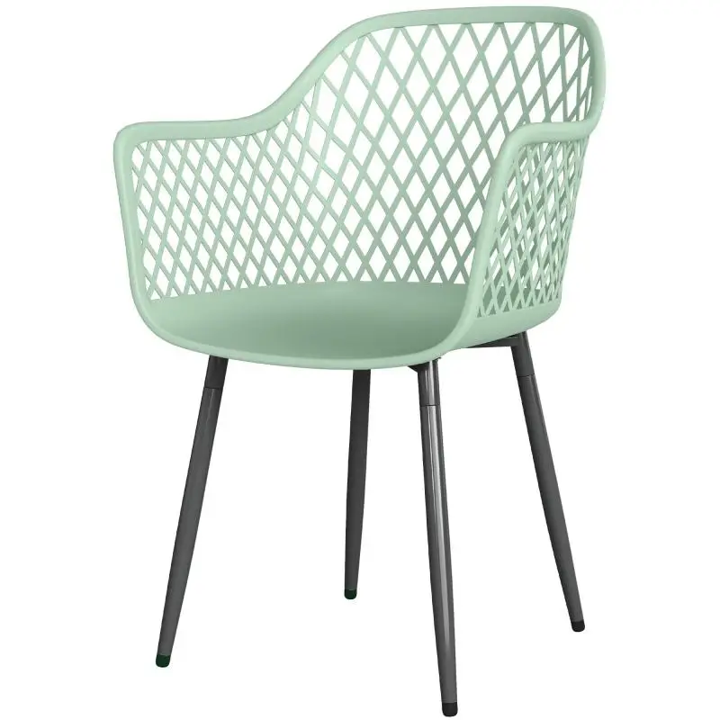 Set of 4 Garden Chairs with Diamond-Patterned Backrest