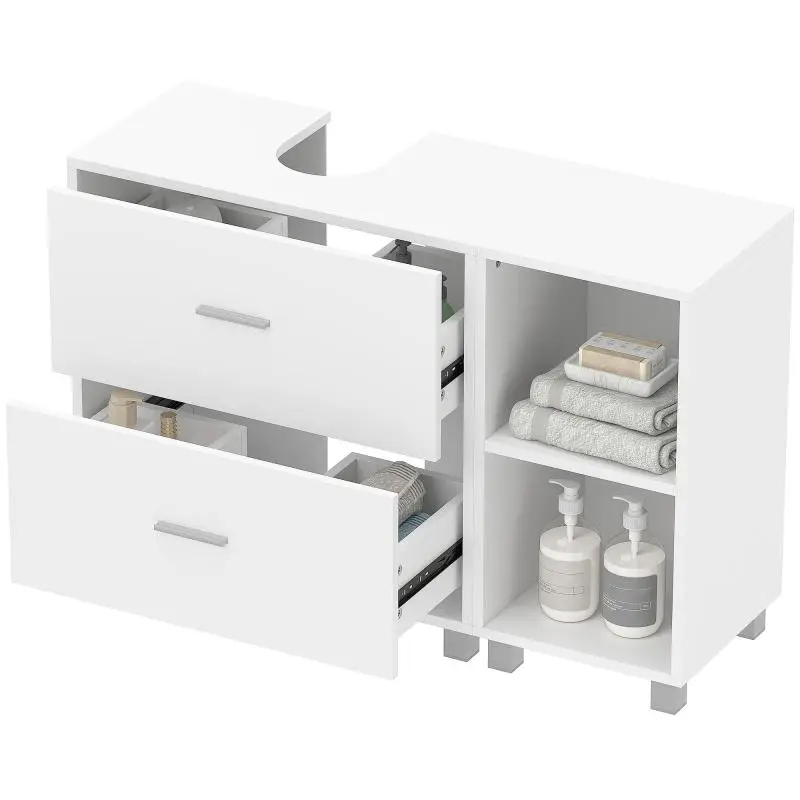 Bathroom Under-Sink Cabinet with 2 Drawers and Open Shelves