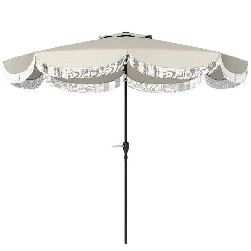 Round Garden Parasol, 269 cm, Light Grey