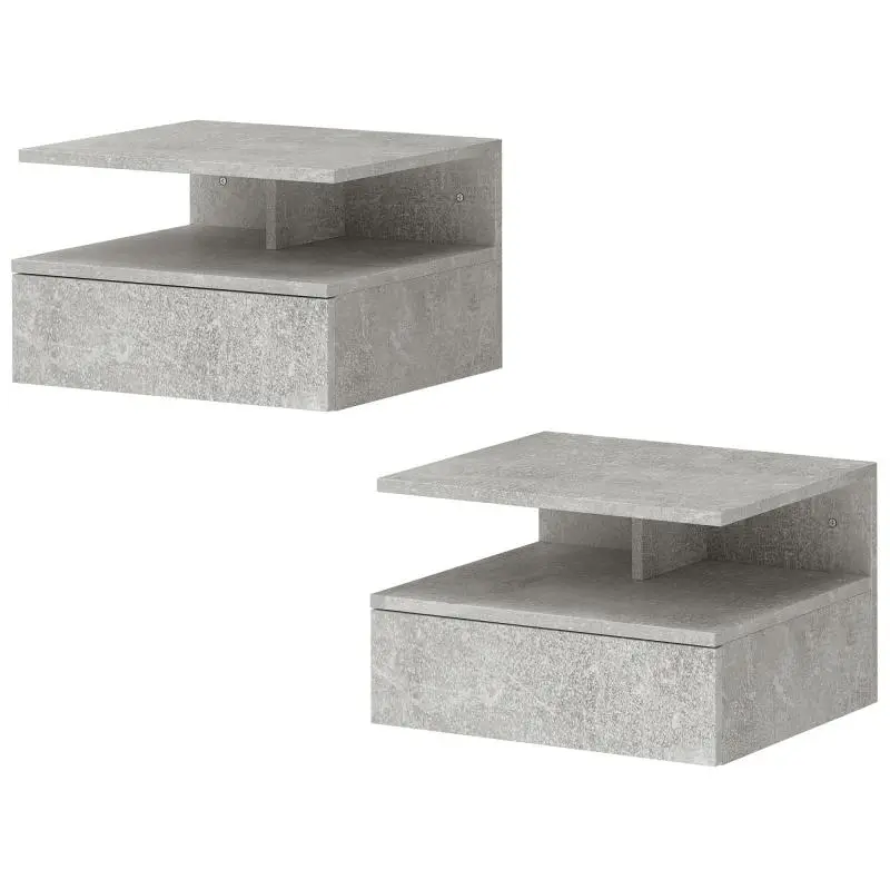 Set of 2 Wall-Mounted Nightstands with Drawer