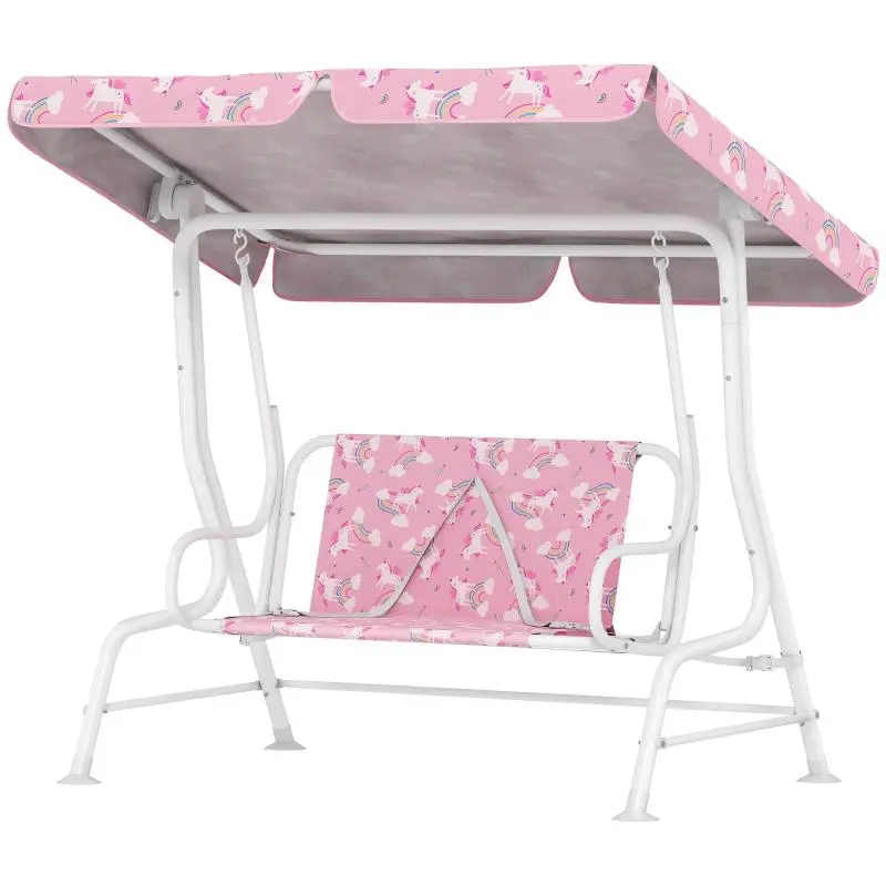 2-Seater Kids Garden Swing with Canopy, Pink