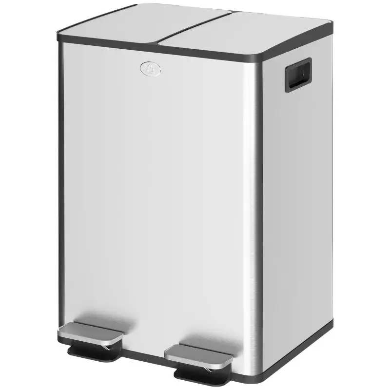 Recycling Bin with 2 Soft-Close Compartments, 28 L