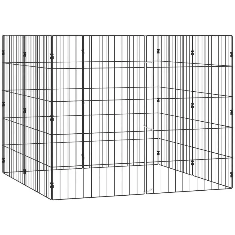 Foldable Metal Dog Playpen, 100 cm, Black
