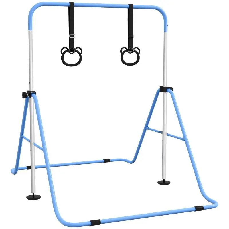 Height-Adjustable Kids Gymnastics Bar with 2 Rings