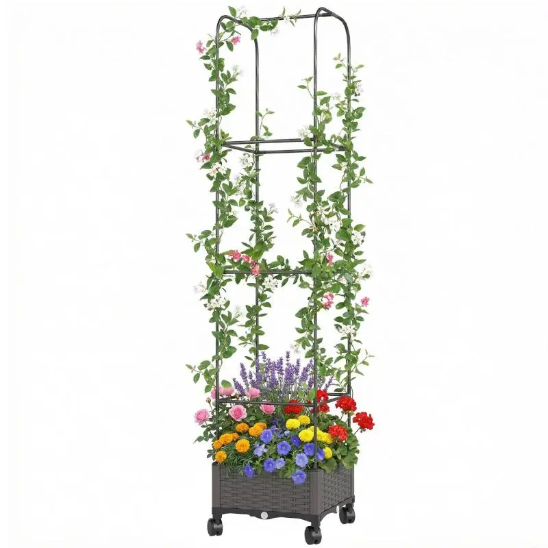 Raised Planter with 185 cm Trellis, Black
