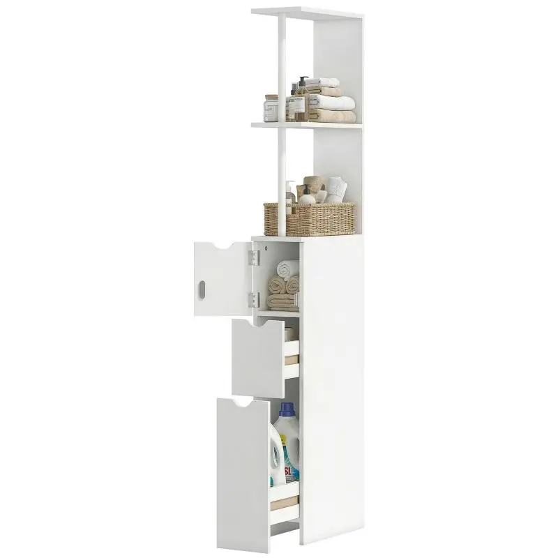 Tall Bathroom Cabinet with Cupboard, Shelves and Drawers