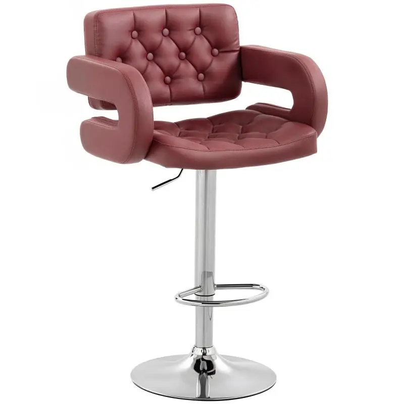 Bar Stool with Backrest and Armrests, Brown