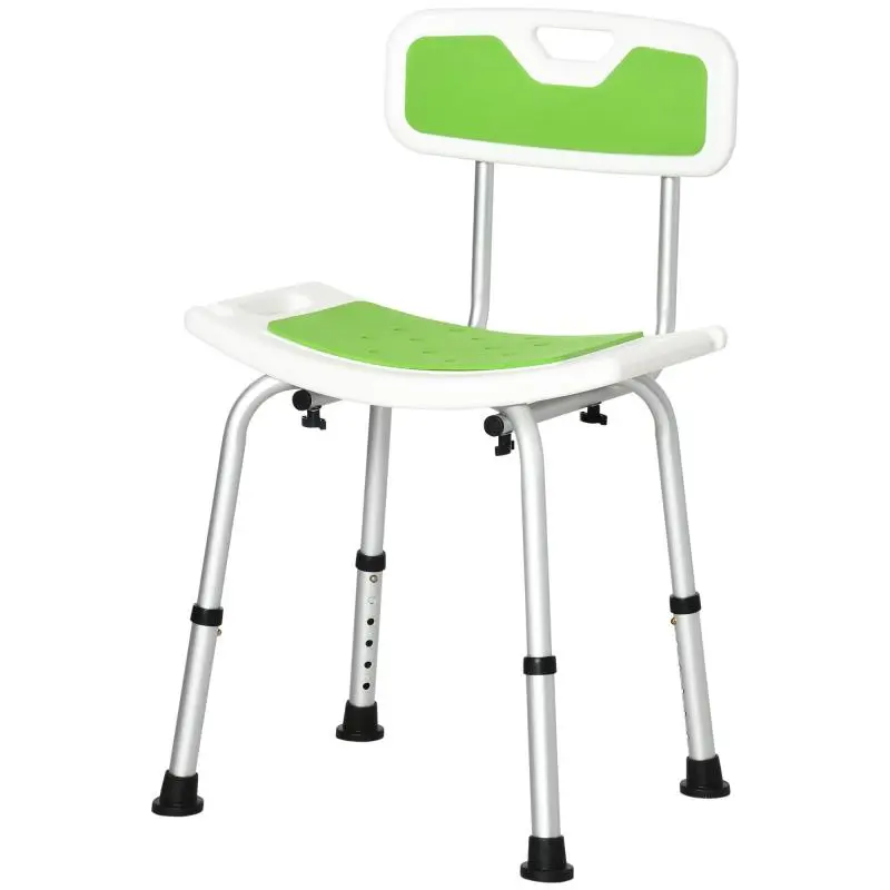 Shower Chair with 6 Height Settings, 51.5 × 49.5 × 68.5–81 cm