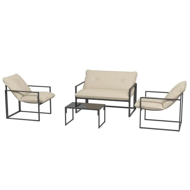 4-Piece Garden Set with Loveseat and 2 Armchairs