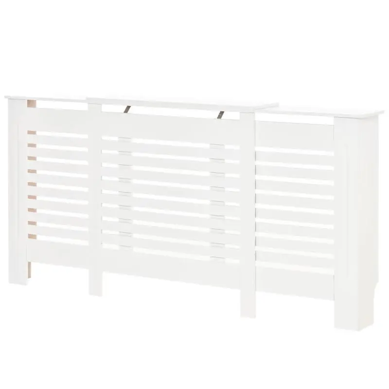 Adjustable Width Radiator Cover with Top Shelf, White